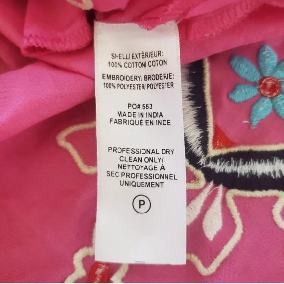 Frances Valentine Capri Embroidered Tunic Dress Pink Small Boho Cruisewear Beach - Picture 14 of 14